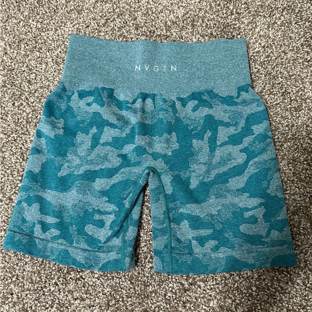 NVGTN Teal Camo Seamless Shorts NWOT medium